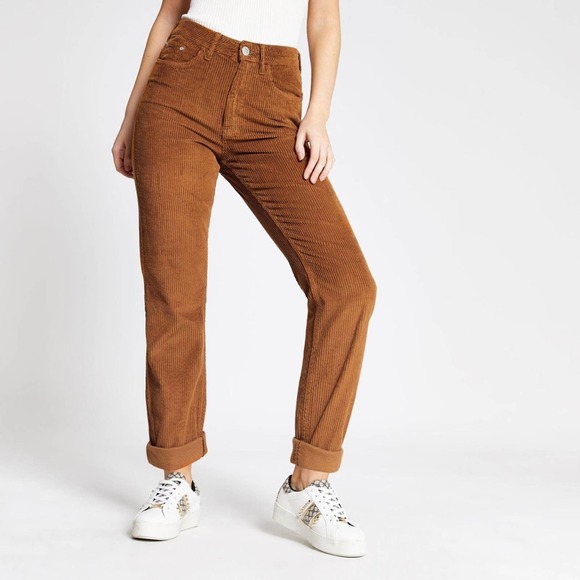 AMERICAN EAGLE New! Corduroy Mom Jean Cuffed Mustard Yellow Golden 0 - Picture 1 of 9